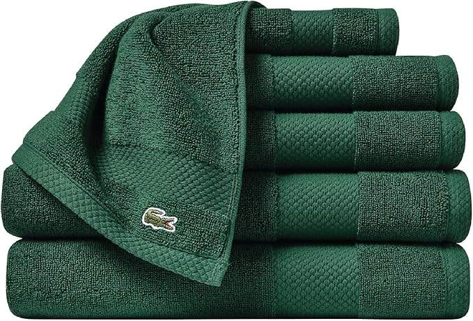 Lacoste Heritage Supima Cotton 6-Piece Towel Set, 2 Bath Towels, 2 Hand Towels