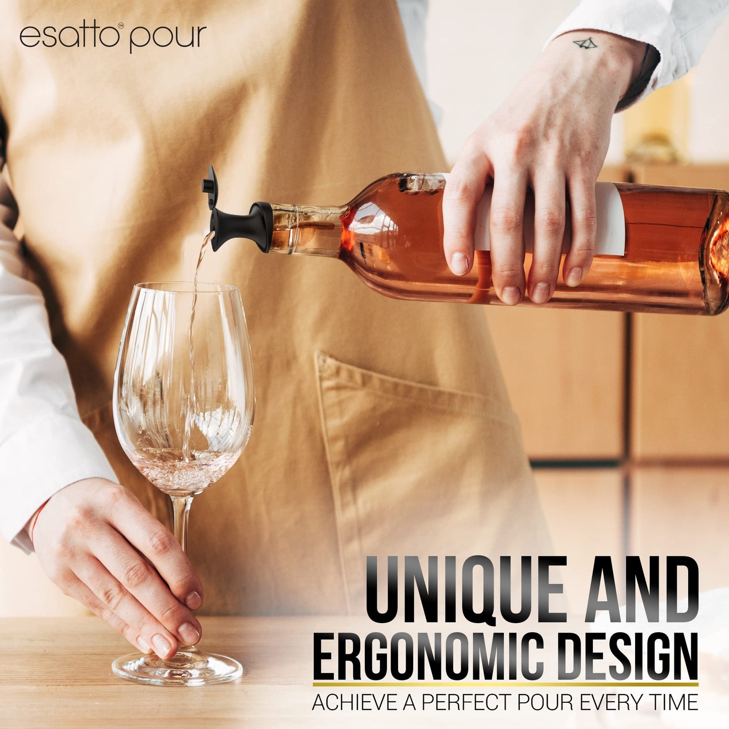 Esatto Round Acacia Wooden Salt Box, Magnetic Swivel Lid, Salt pepper or Spice Storage Box, 2 Wine Pourers Included