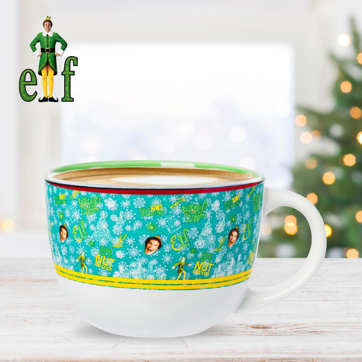 Silver Buffalo Elf Buddy Iconic Quotes Christmas Ceramic Soup Mug, 24 Ounces