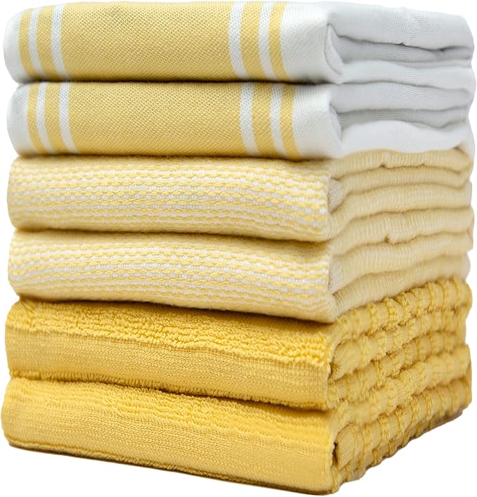 Premium Kitchen Towels | Large Cotton Dish Towels | Flat & Terry Highly
