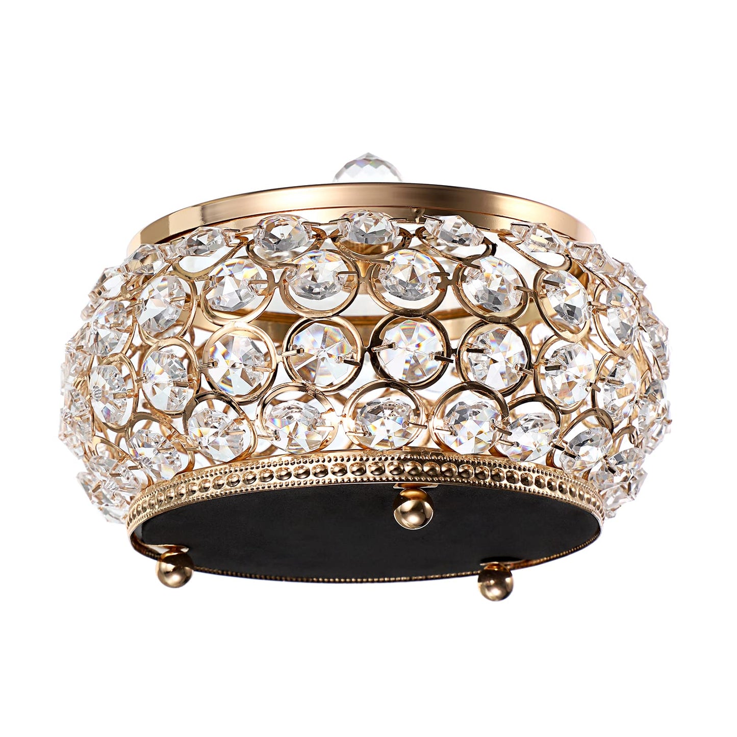 Hipiwe Crystal Jewelry Trinket Box with Glass Lid Large Gold Mirrored Treasure Box Decorative Jewelry Box Ring Earrings Necklace Storage Keepsake Box Gift for Women