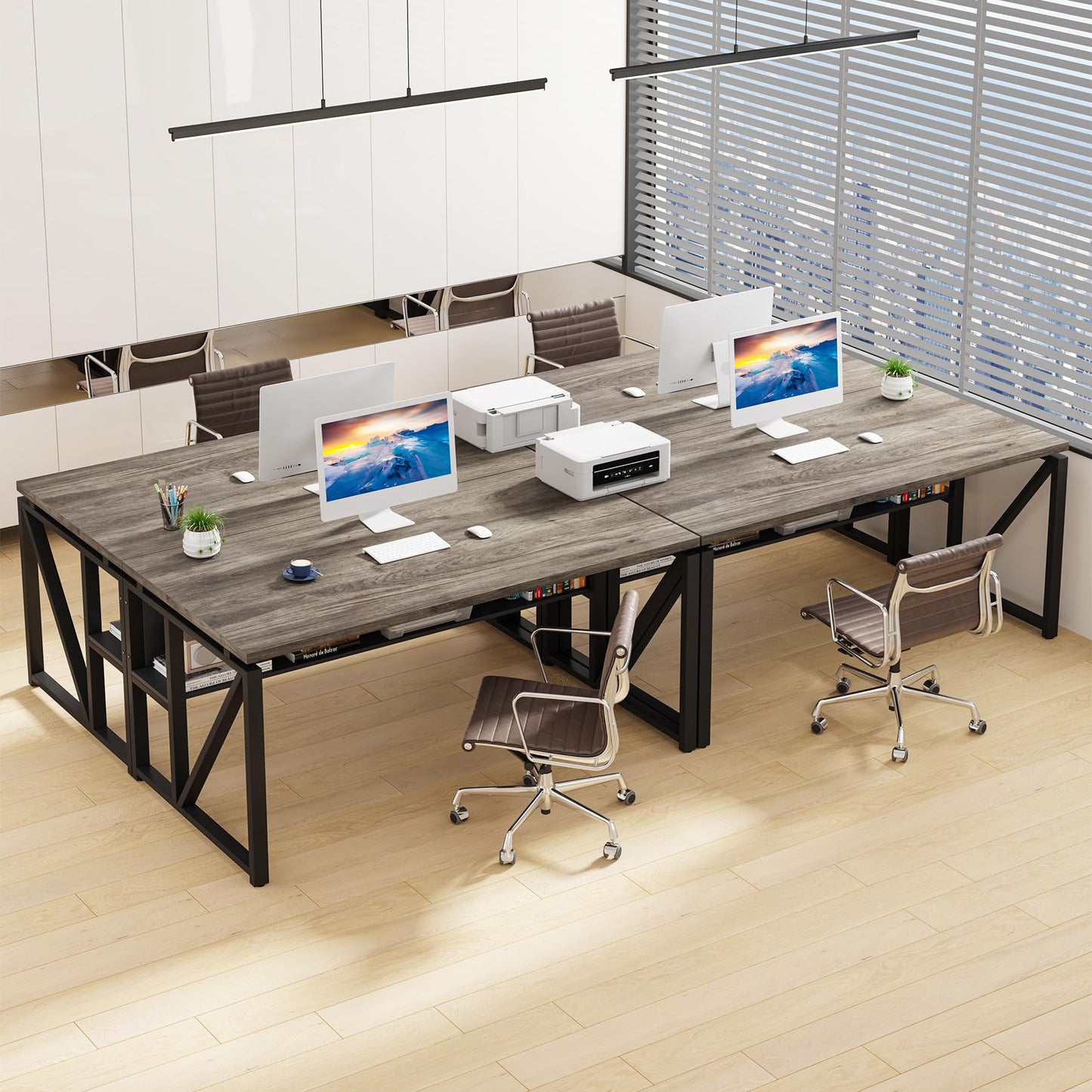 Tribesigns Office Desk with Drawers Sets, 55 inches L Shaped Computer Desk with Mobile File Cabinet,Big Executive Desk for Home Office Furniture Sets (Dark Oak, 55-inch)