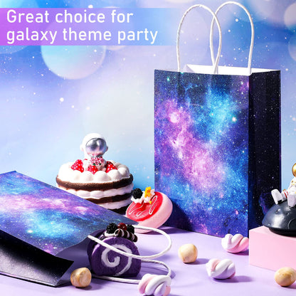 Containlol 16 Pcs Galaxy Party Bags Outer Space Party Gift Bags Goody Candy Boxes for Solar System Planet Birthday Baby Shower Supplies