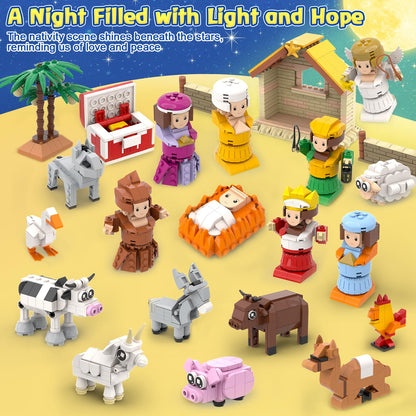 Nativity Advent Calendar 2025 Kids,24 Day Christmas Countdown Calendar Building Blocks Set,Surprise Xmas Gift for Adult,Teen Girls & Boys