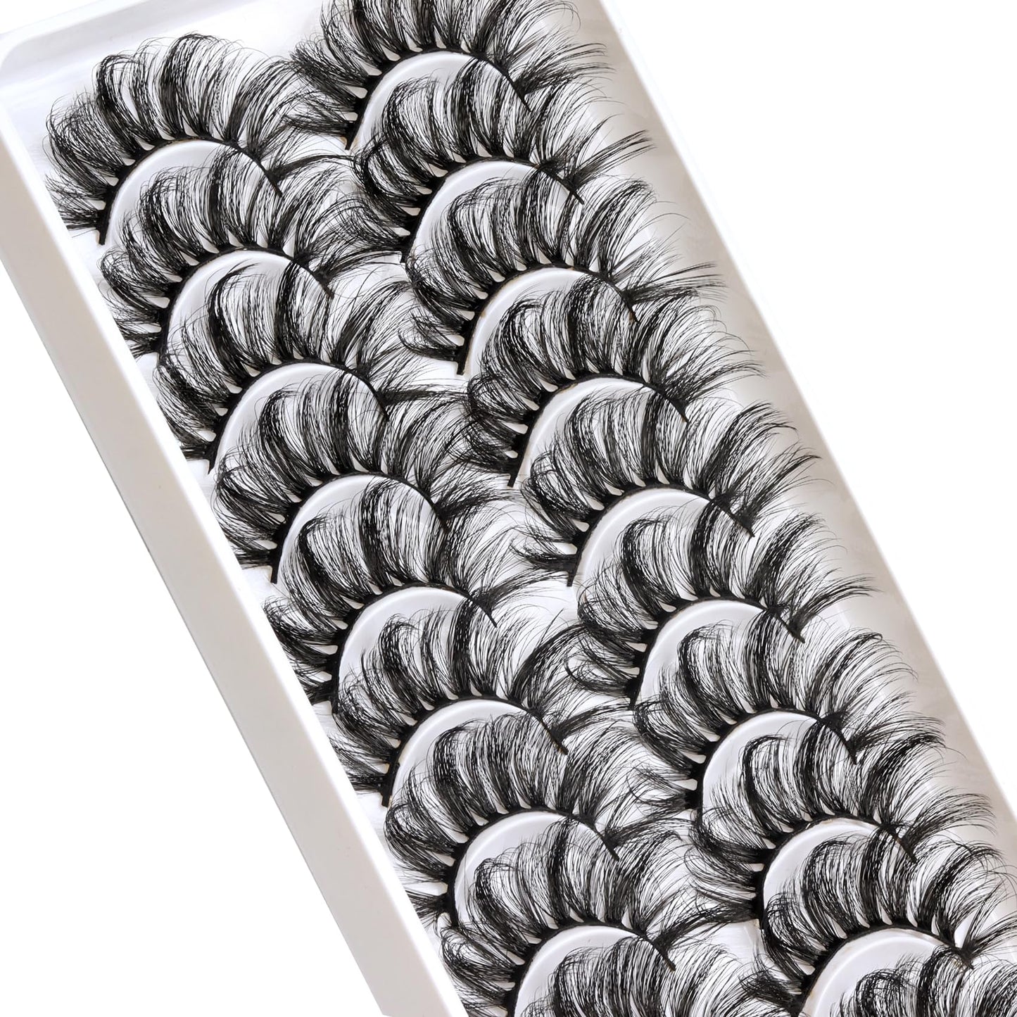 Veleasha Lashes Fluffy Wispy Faux Mink Eyelashes Criss-cross False Lashes 10 Pairs Pack Fake Eyelashes for Women (6D23)