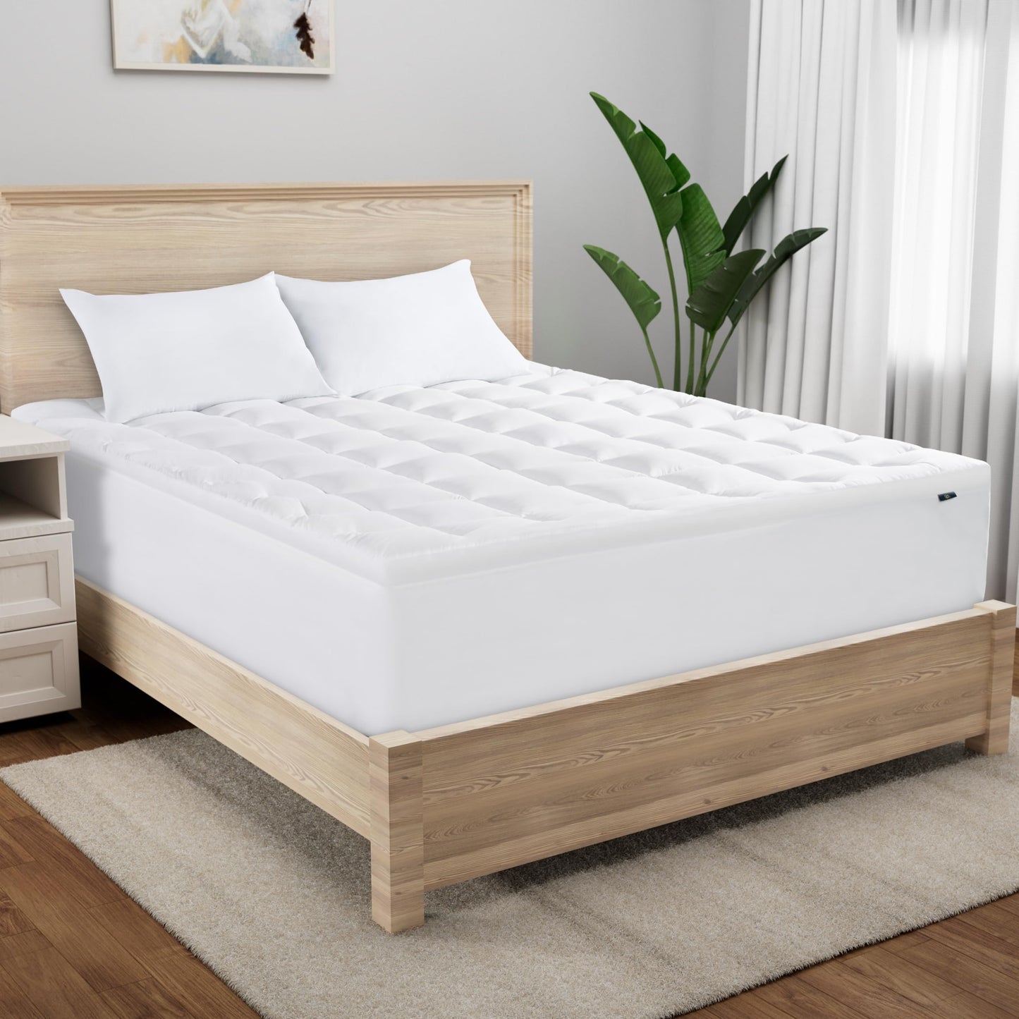 Serta Memory Flex Soft Mattress Topper, 2" Pillow Top Mattress Pad, Cushioning Stain Resistant Mattress Protector with 15" Pocket for Secure Fit, Machine Washable, King, White