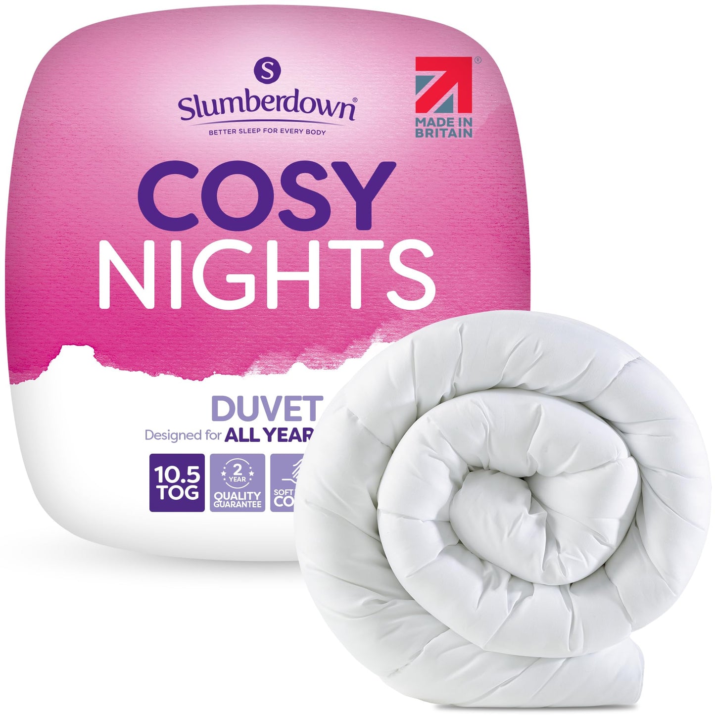 Slumberdown Cosy Nights Double Duvet 10.5 Tog - Breathable & Soft All Year-Round Double Quilt for Summer, Autumn & Winter | UK-Made, Non-Allergenic & Washable (200 x 200cm)