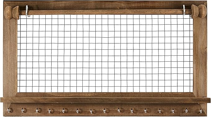 Rustic Jewelry Organizer with Bracelet Rod Wall Mounted