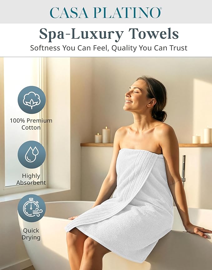 Casa Platino 100% Cotton Luxury Bath Towel Set 8 Pieces