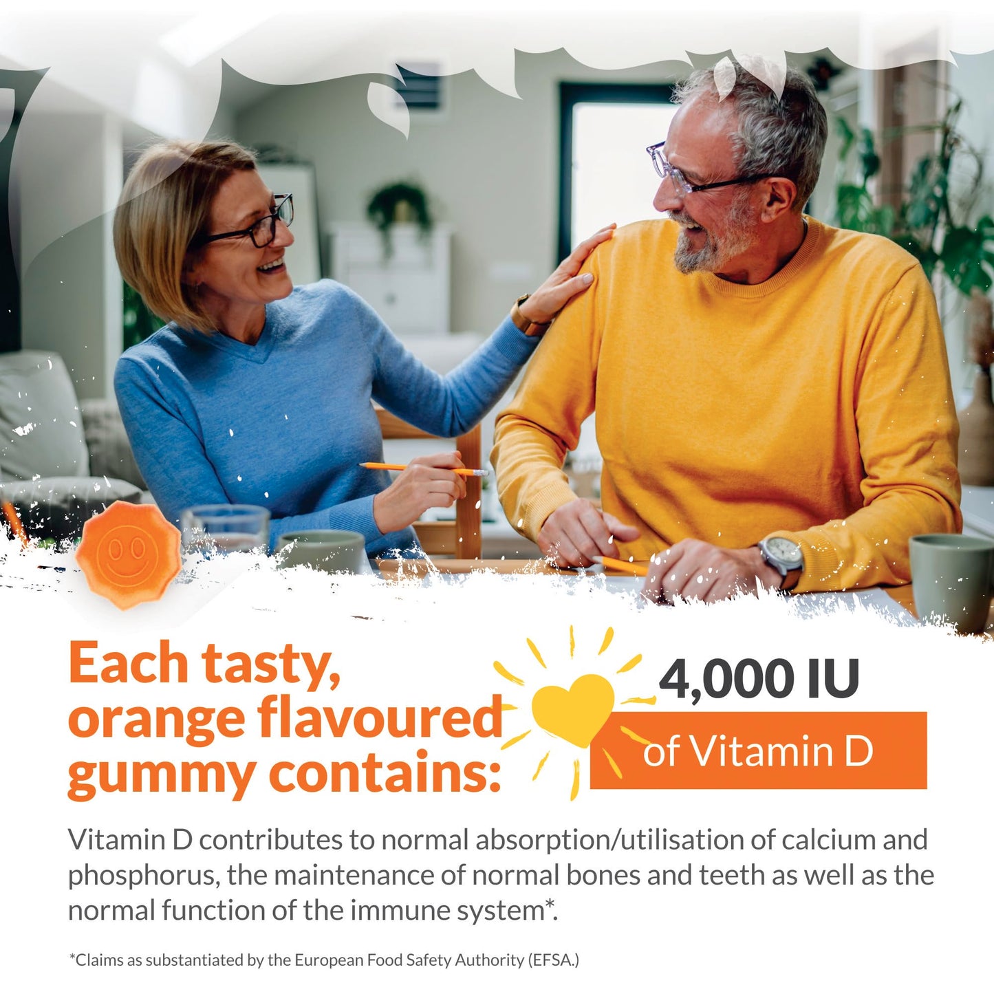 Vitamin D3 Gummies 4000 IU Adults - 90 High Strength Gummies - 1 a Day - Natural Orange Flavour - Vegetarian VIT D Supplement - Chewable VIT D Gummy - Made in The UK - Nu U Nutrition