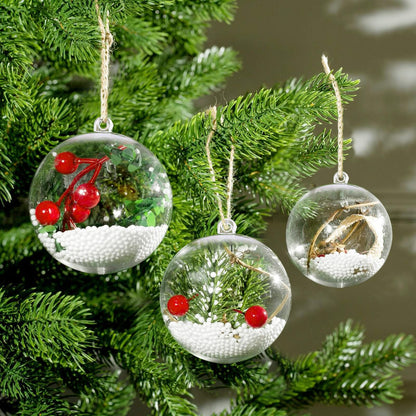 10 Pcs Christmas Ornament Balls, Clear Plastic Fillable Ornament Ball, 70 mm DIY Bath Bomb Mold Set Acrylic Ball Baubles for Christmas Tree, Halloween, Holiday, Wedding, Party, Home Decor