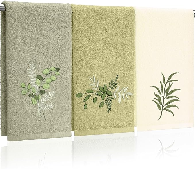 Eucalyptus Leaves Hand Towels Farmhouse Green Bathroom Decor 14x29 Inch