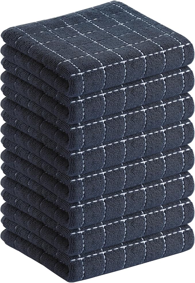 Homaxy 100% Cotton Terry Kitchen Towels, Checkered Designed, Soft and Super