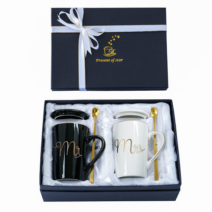 Jumway Mr and Mrs Coffee Mugs Set - Unique Wedding Gifts For Bride and Groom - His and Hers Anniversary Present Husband and Wife -Engagement Gifts For Him Her For Parents for Valentine's day