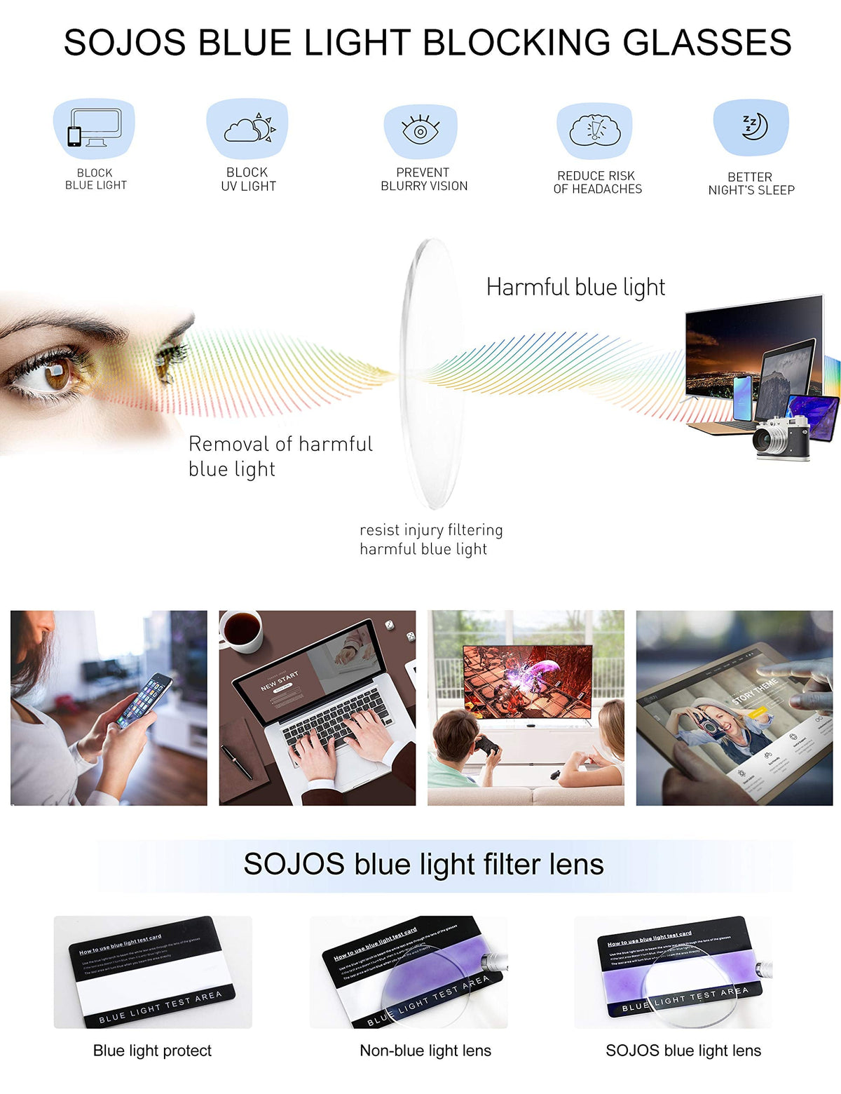 SOJOS Oversized Aviator Blue Light Blocking Glasses for Women Men, Metal Frame Clear Lens Eyeglasses SJ5098, Gold Frame/Anti-Blue Light Lens