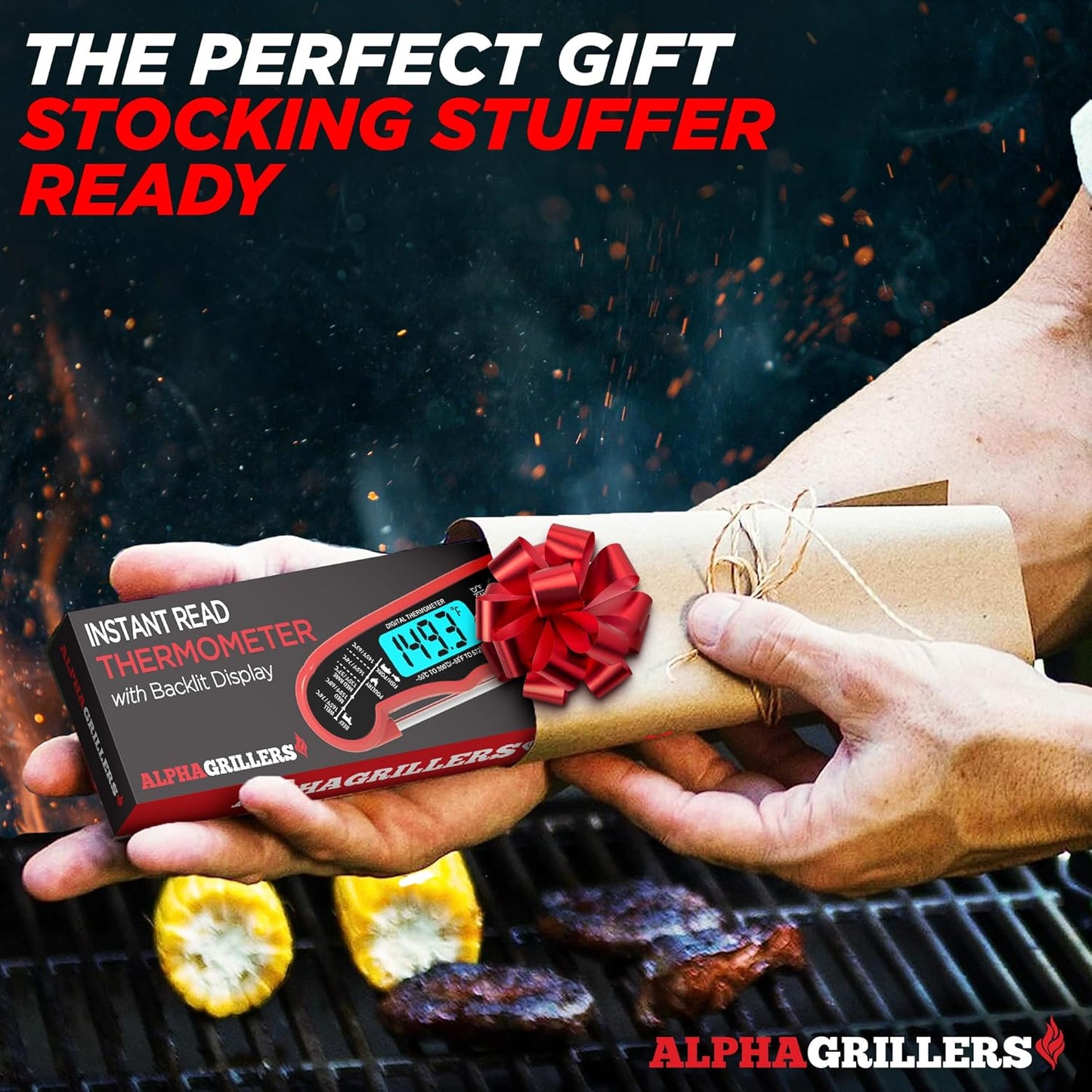 Alpha Grillers Meat Thermometer Digital - Instant Read Food Thermometer for Cooking Grilling BBQ Accessories Kitchen Gadgets Stocking Stuffers for Men Christmas Gifts for Men White Elephant Gifts Him