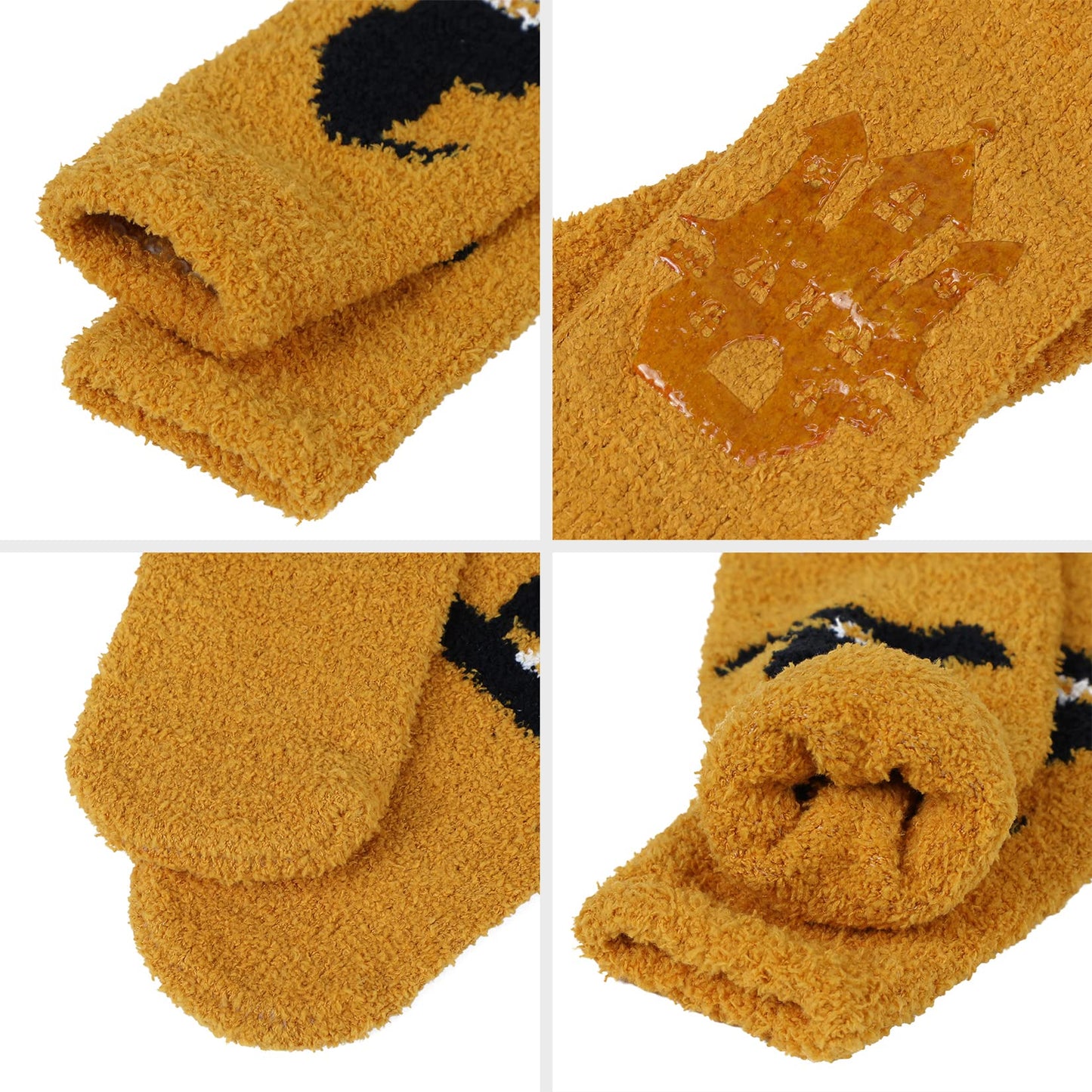 Century Star Halloween Socks Womens Fuzzy Socks Soft Fluffy Socks Winter Socks Sports Outdoor Sock Athletic Socks for Christmas 4 Pairs Halloween Pattern One Size
