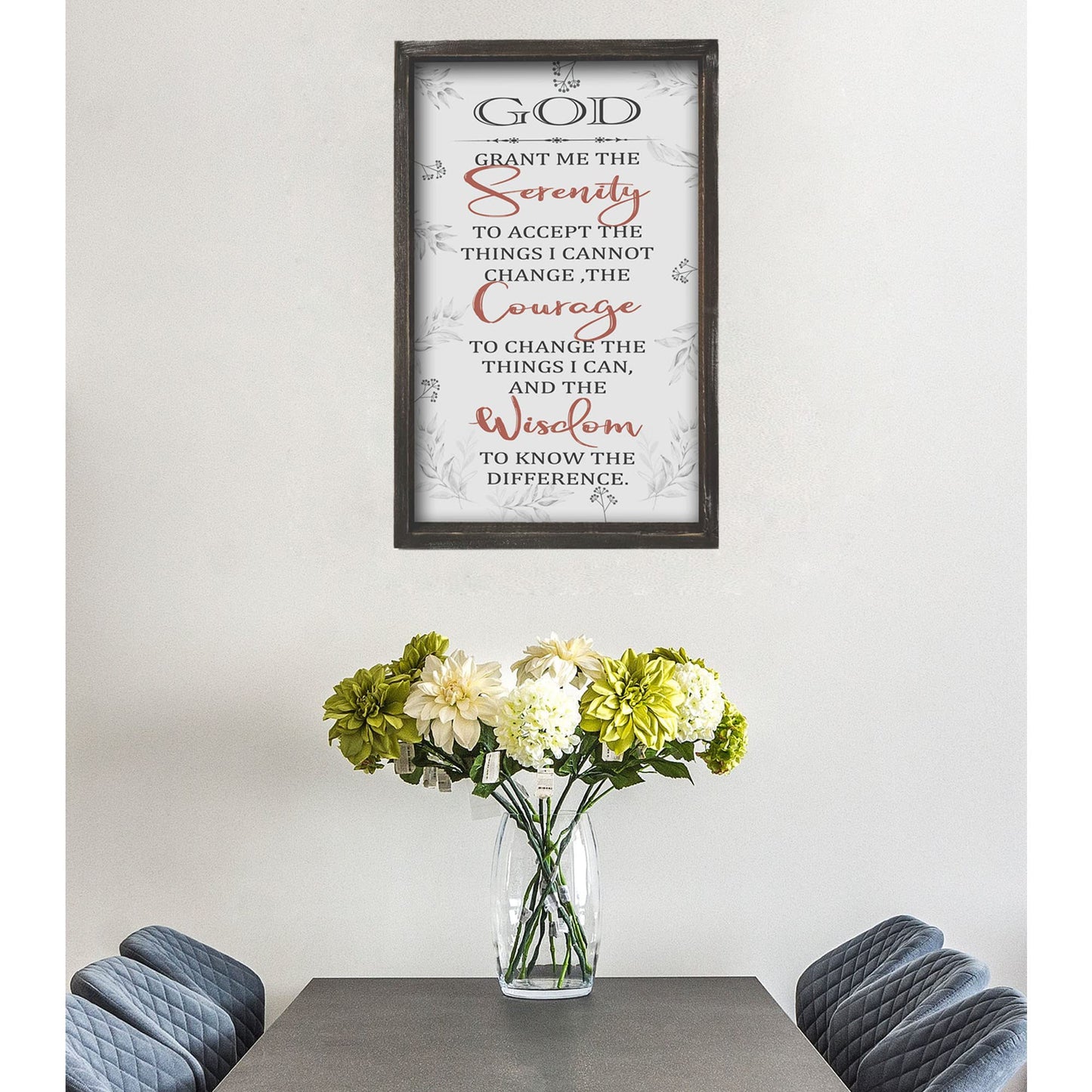 Buecasa Farmhouse God Serenity Prayer Wall Decor Sign - Religious Bible Verse Wall Art with Rustic Solid Wood Frame16x9.5 Inches Vertical