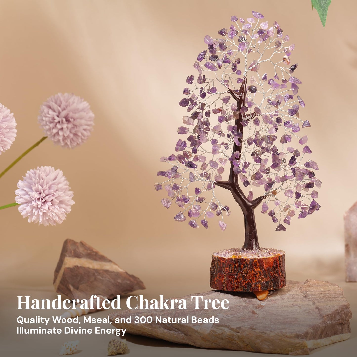 SUBSH Amethyst Crystal Tree of Life 10-12 Inch with 2 Chakra Pendants – Healing Crystal Bonsai Money Tree for Positive Energy, Feng Shui, Reiki, Spiritual Home Decor & Gifts for Women