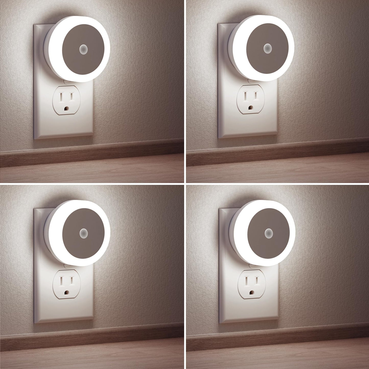 Briignite LED Baby Night Lights Plug into Wall [4Pack], Nightlight with Light Sensors for Kids Room, Bathroom Stair Lights, Hallway Light, Warm White