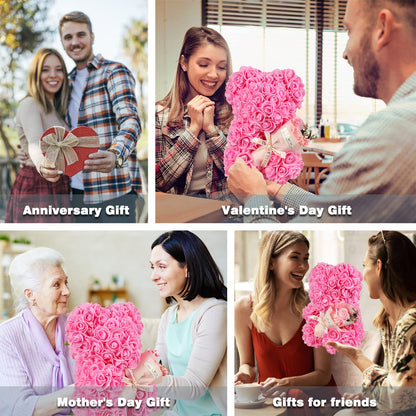 Valentines Day Gifts for Her Rose Bear for Women, Artificial Rose Teddy Bear Birthday Bouquet, Mother's Day Rose Gift, Perfect for Wife, Mom, Grandma (Rose Red)