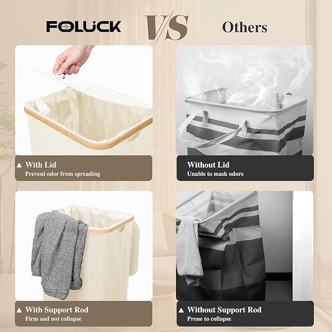 Large Laundry Hamper, 75L Waterproof Laundry Basket