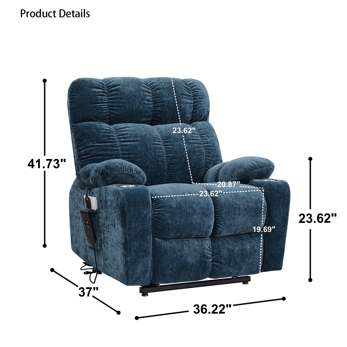 Electric Power Lift Recliner Chair Sofa for Elderly with Massage and Heat, 3 Positions Adjustable,2 Side Pockets