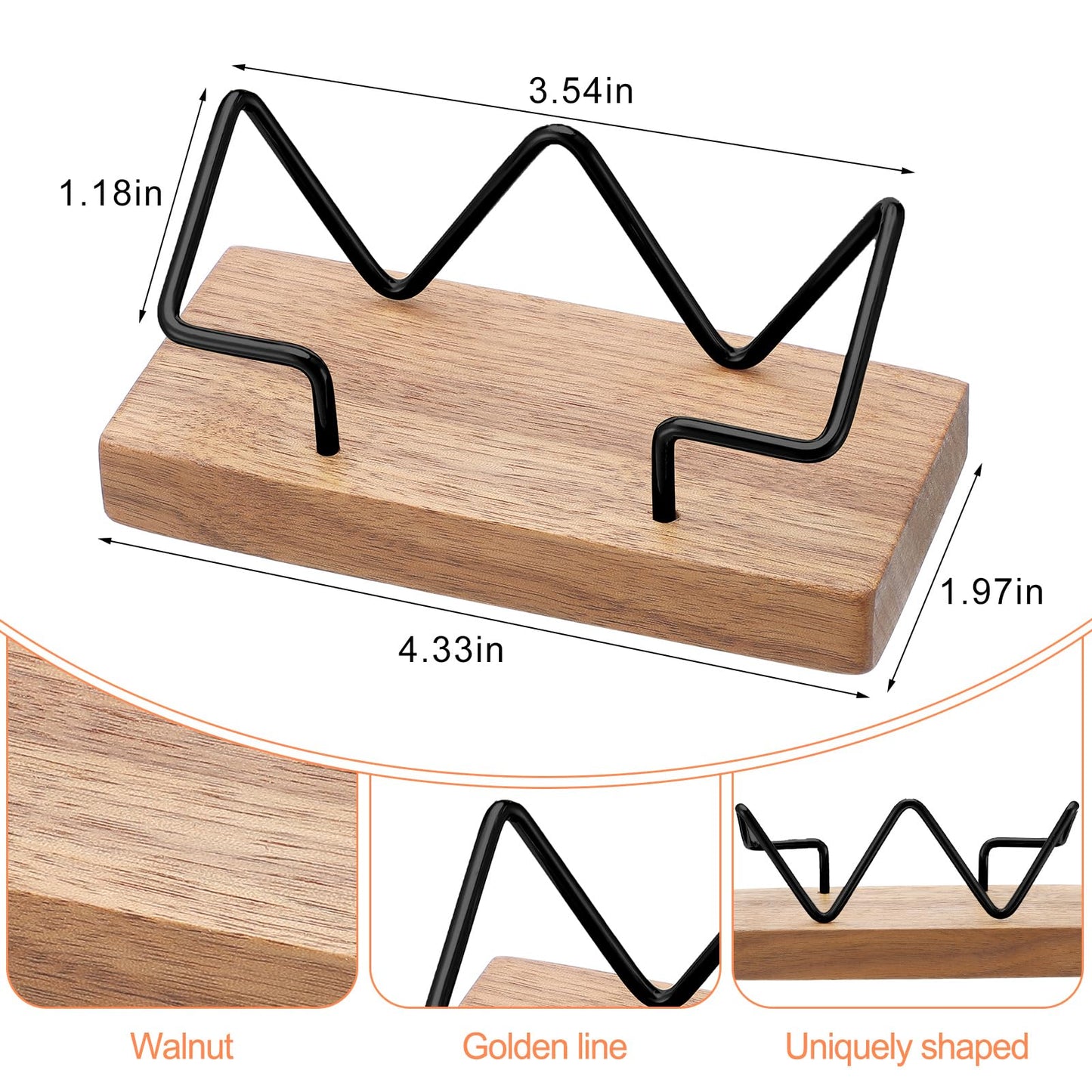 Amyhill 2 Pieces Wood Business Card Holder for Desk Wooden Business Card Display Stand Postcard Holder for Office Home Desktop (Light Wood Color, Black)