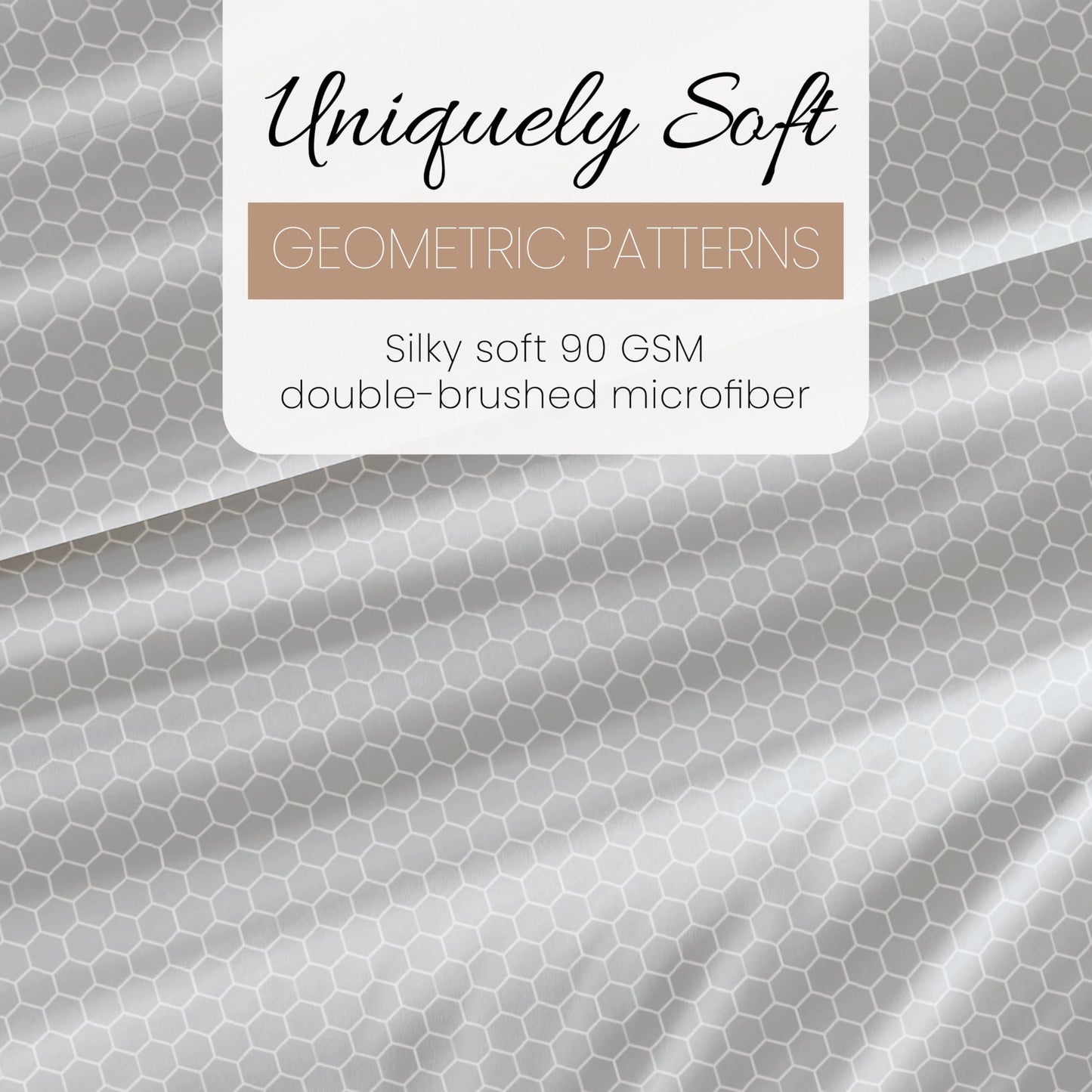 Linen Market 4 Piece King Sheet Set - Breathable, Double-Brushed Patterned Cooling Sheets – Oeko-TEX Certified Ultra Soft & Wrinkle-Free 16" Deep-Pocket King Sheets - Easy Care Honeycomb Light Gray