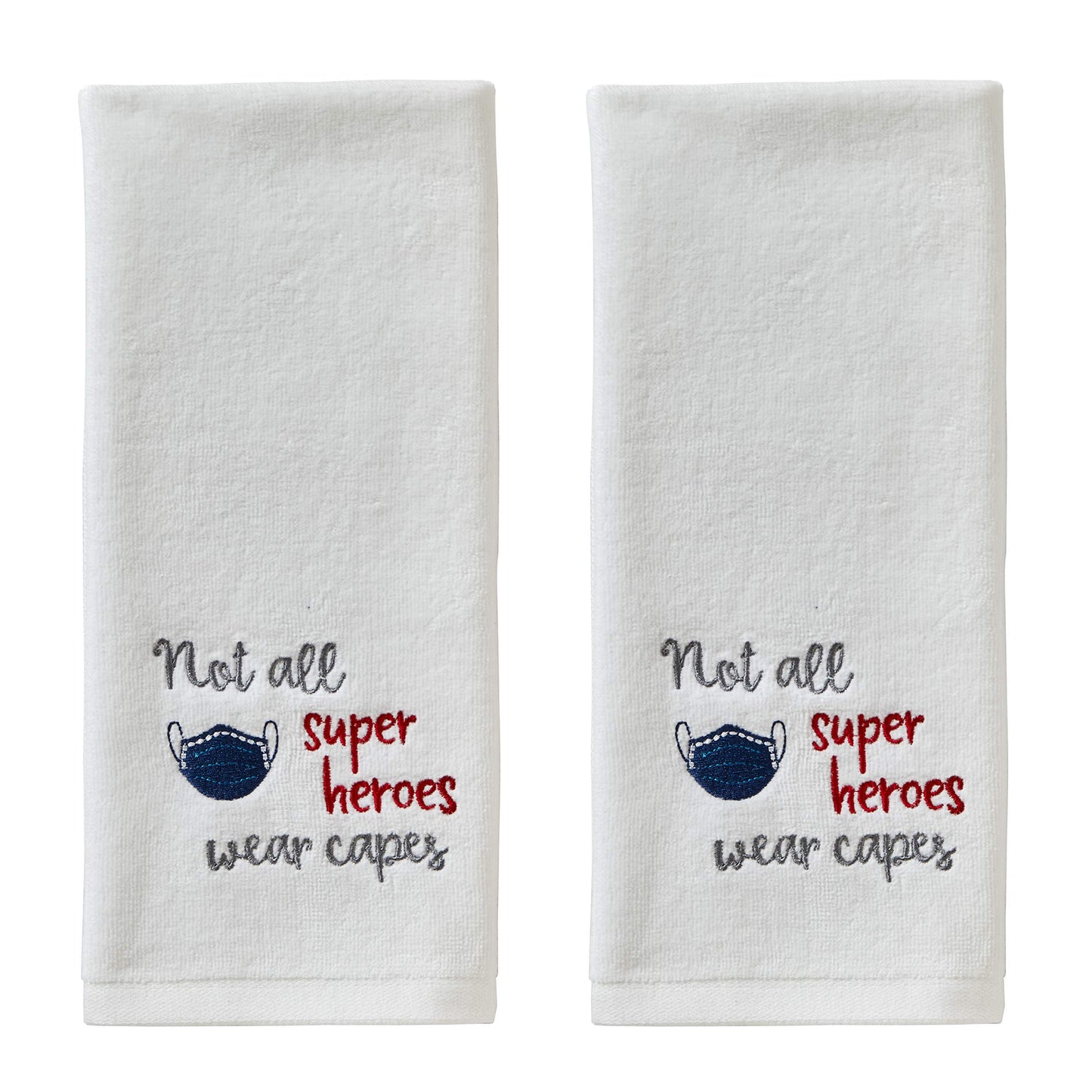 SKL Home Not All Heroes Hand Towel (2-Pack), White 2 Count