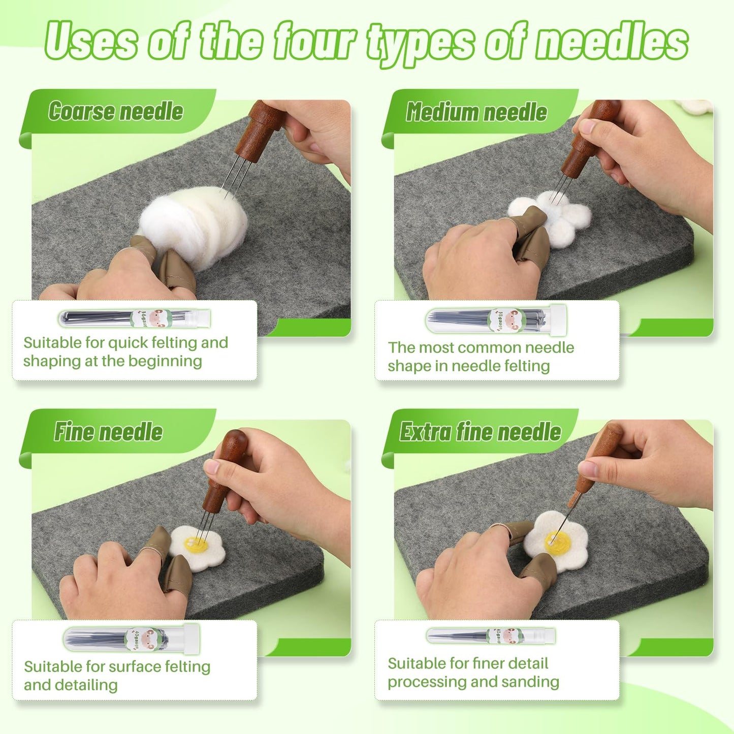 dipeer Needle Felting Tools, Felt Needle Kit 8×10 Inch Felting Pad, 90 Pcs Felting Needles, 3 Size Wooden Handle Holder, Felting Supplies with Storage Bag for Beginners DIY Crafts