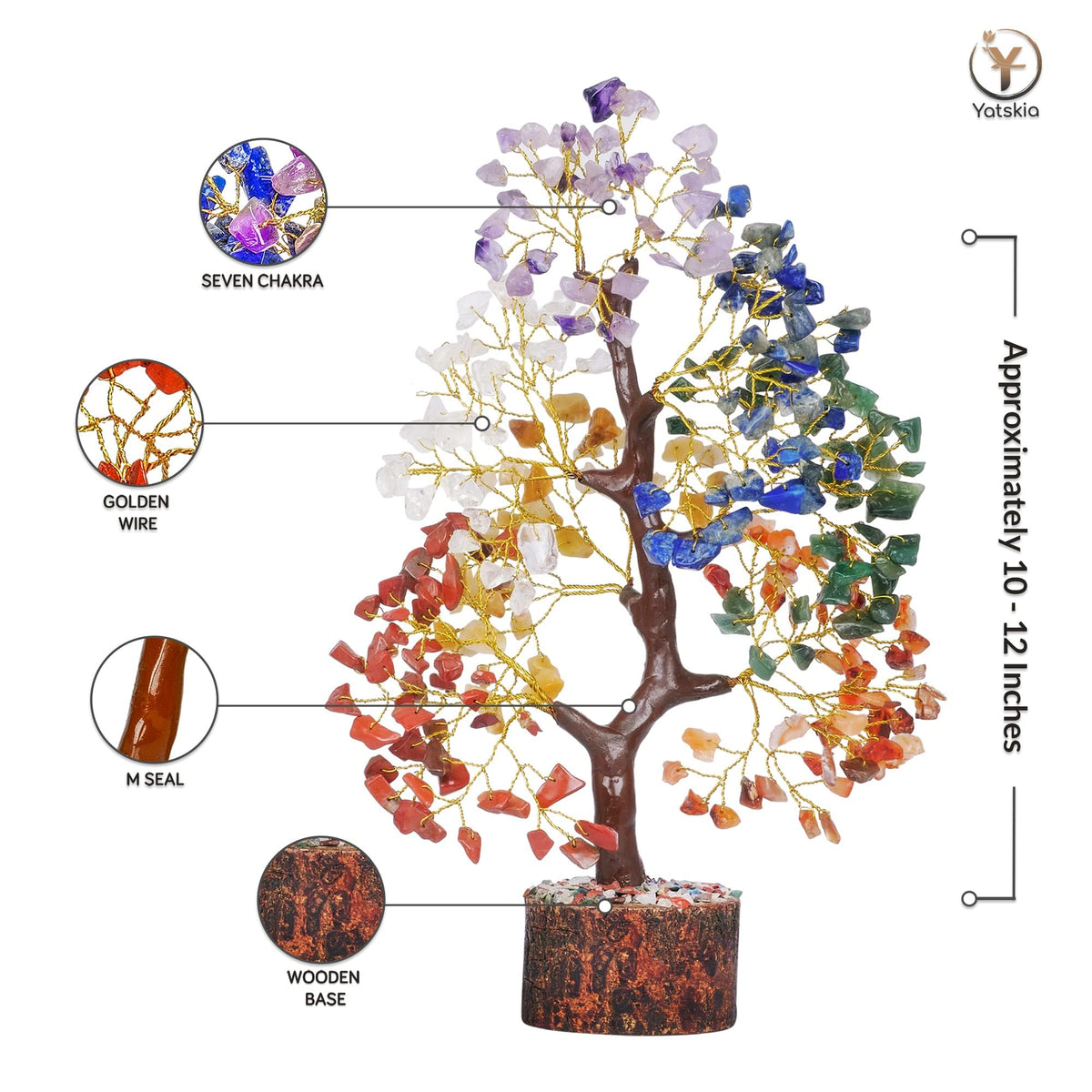 YATSKIA 7 Chakra Tree of Life - Crystals and Healing Stones | Birthday Gifts for Women | Crystal Tree for Positive Energy | Home Office Decor | Spiritual Gifts for Women