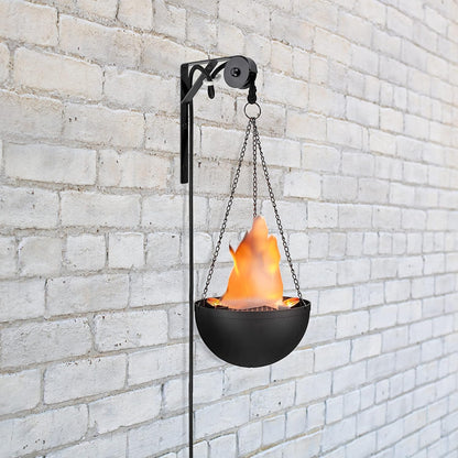Aspen Creative 61168-24-1,LED Hanging Fire Flame Light Prop for Halloween,Christmas and Party Decor,Black Finish,Blue Flickering Light Effect