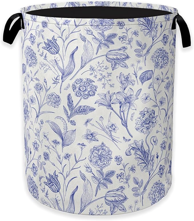 Hydrangea Flowers Laundry Basket, Rustic Floral Clothes Hamper, Oxford Cloth
