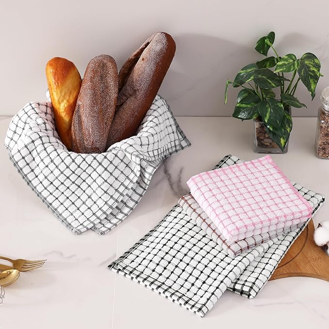 Homaxy Kitchen Towels and Dishcloths Set, 16 x 25 and 12 x 12 Inches, Super