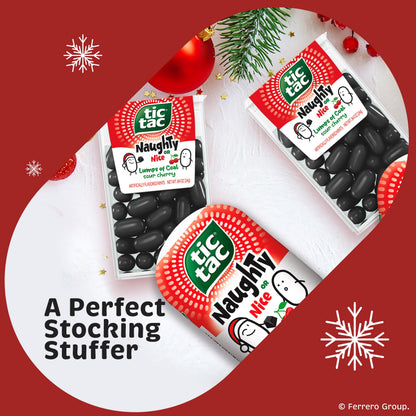 Tic Tac Naughty or Nice Lumps Of Coal Sour Cherry Mints, Hard Mints, Stocking Stuffer, 12 pack, 0.84 oz