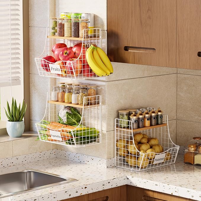 3 Pack Hanging Fruit Basket for Kitchen