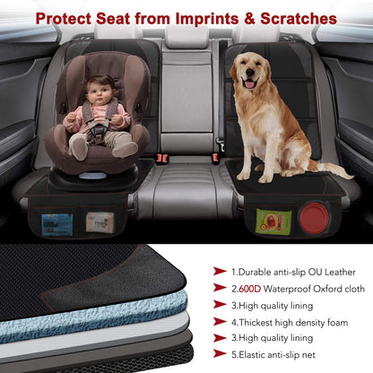 Beicarin Car Seat Protector Cushion Mat, 2 Pack Baby Seat Protector Child Car Seat with Organizer Pocket, Auto Dog Pad with Non Slip Backing Waterproof for SUV Sedan Truck