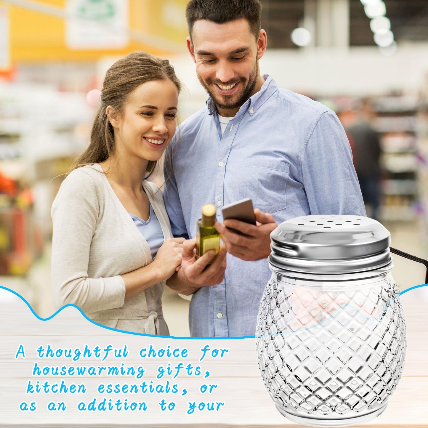 6 Pack 6 Ounces Glass Spices Shaker with Perforated Lid Salt Cheese and Pepper Shakers for Home Kitchen Restaurant Supplies, 2 Styles