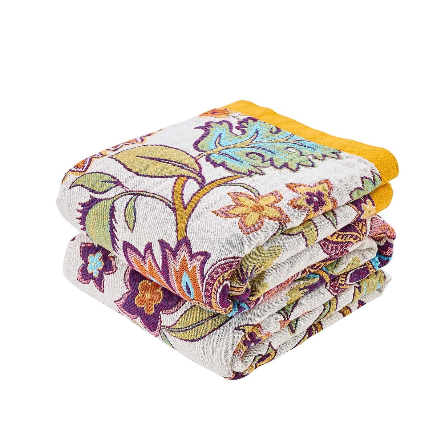 XIBLC Boho Throw Blanket for Bed, 100% Cotton Soft Rustic Quilt Fall Blanket, 60"x80" Floral Printed Farmhouse Decor Bed Blankets, All Season Rustic Reversible Bohemian Throw Quilt