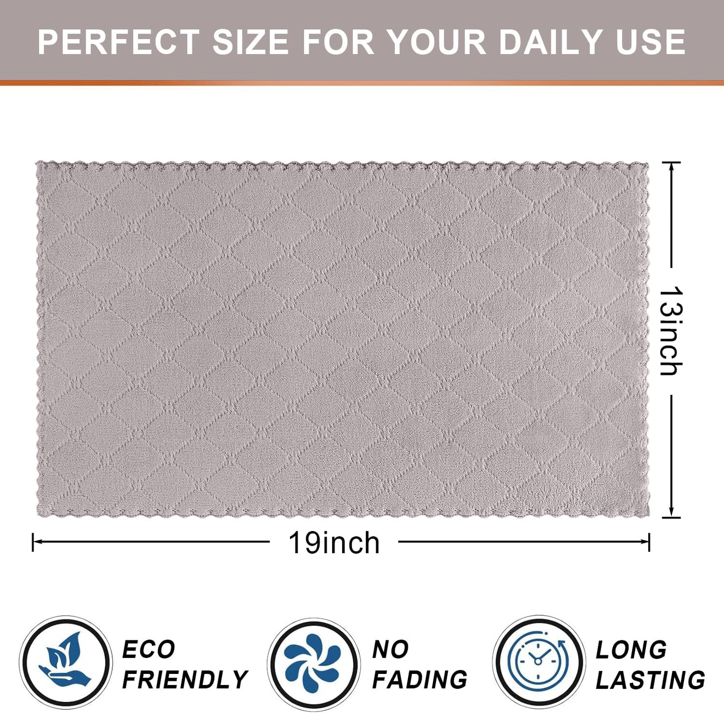 Homaxy 12 Pack Kitchen Dish Cloths (10 x 10 Inches, Grey), Super Soft and Absorbent Coral Velvet Dish Towels, Nonstick Oil Fast Drying Microfiber Cleaning Cloth, No Lint Household Dishcloths
