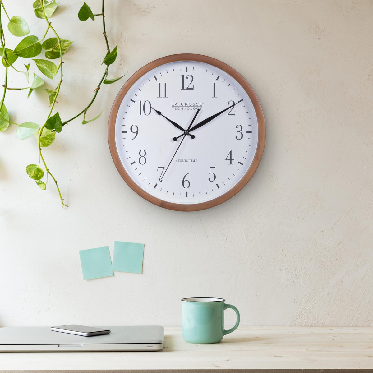 La Crosse Technology Atomic Analog Wall Clock, Wood, 12.80" (404-50447)