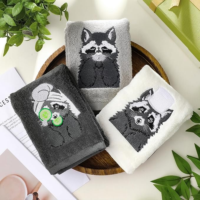 3 Pcs Raccoon Gifts Hand Towels