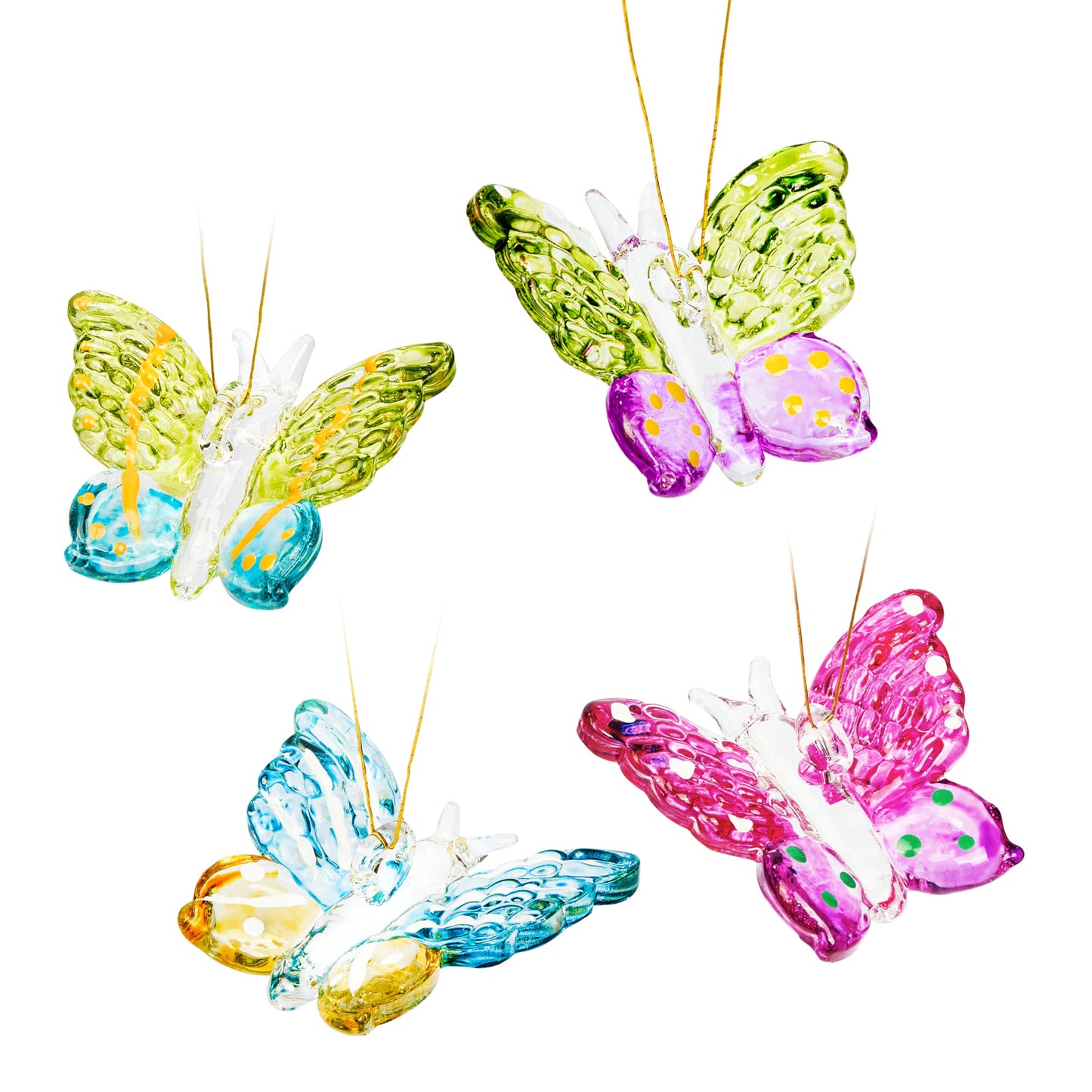 Set of 4 Crystal Butterfly Ornaments 1.7in Hanging Glass Butterflies Collectible Decoration for Home Window Patio Tree