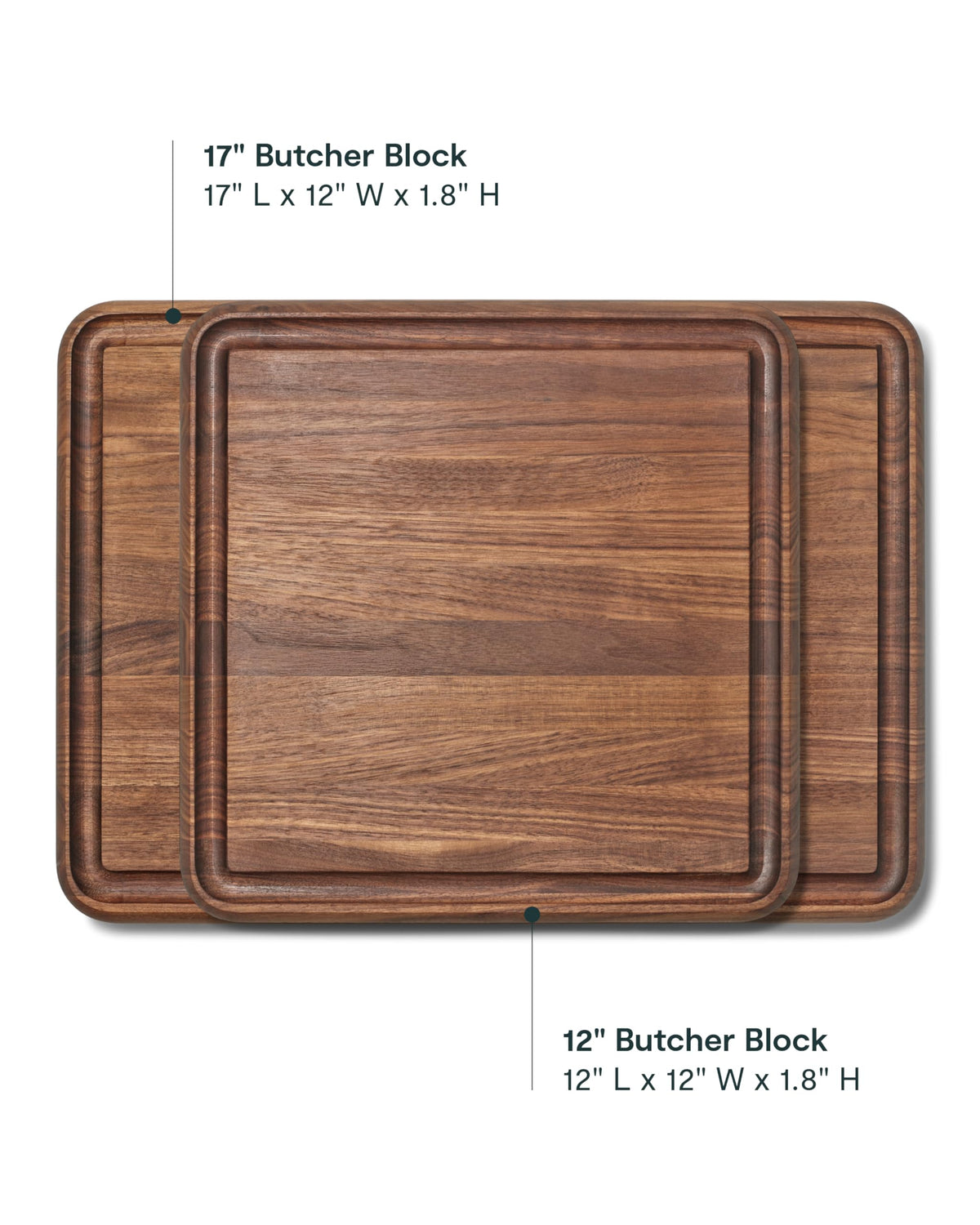 Caraway 17” Prep & Serve Butcher Block, Wood Cutting Board for Kitchen, Rectangle Dual-Sided Chopping Block for Prep, Presentation, and Serving, Walnut