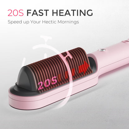 Hair Straightener Brush, TYMO Ring Hair Straightener Comb Straightening Brush for Women with 5 Temps 20s Fast Heating & Dual Voltage, Black