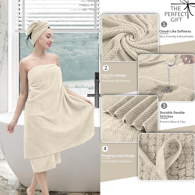 Extra Large Bath Towel Set of 4, Oversized Bath Sheet Super Soft Highly
