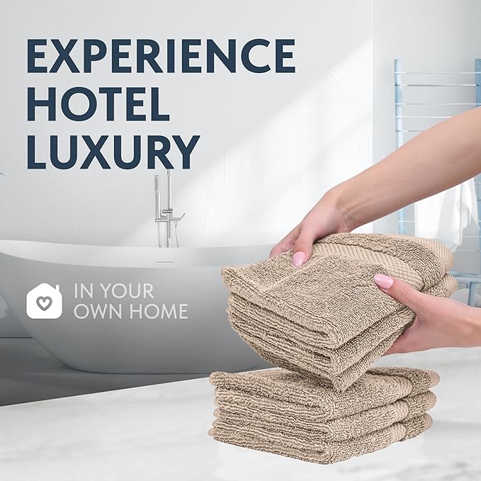 White Classic Luxury Cotton Washcloths 13x13 Inch