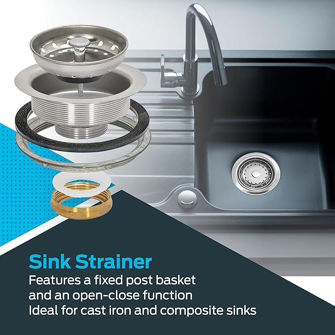 EZ-FLO Kitchen Sink Strainer Fits 3-1/2 Inch Opening, Sink Drain Assembly