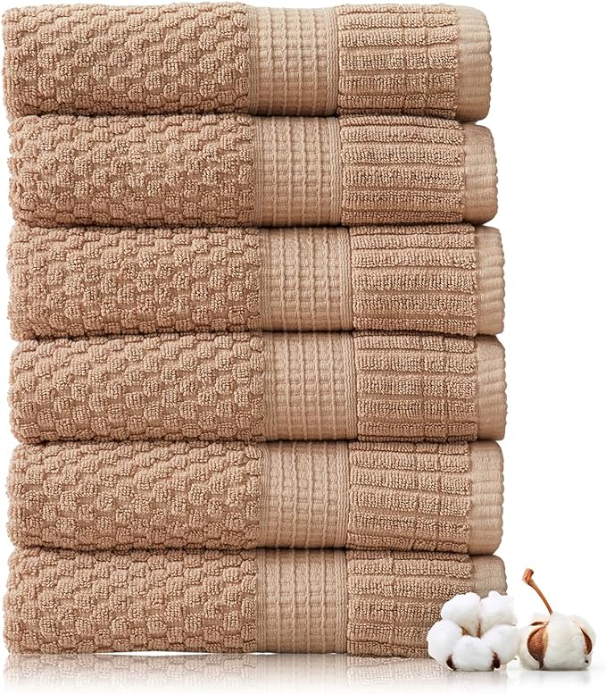 NY Loft 100% Cotton Hand Towel 6 Pack Hand Towel Set | Super Soft & Absorbent